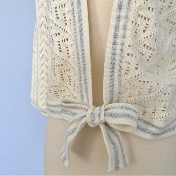 Sydney Easton Tie Front Bell Sleeve Sweater, Cream - Picture 2 of 8